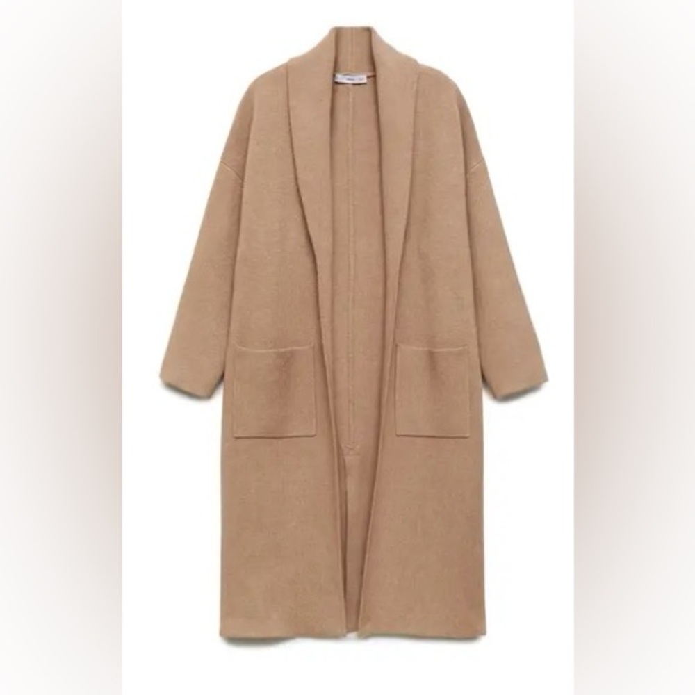 Mango Tan Long Sweater Coat